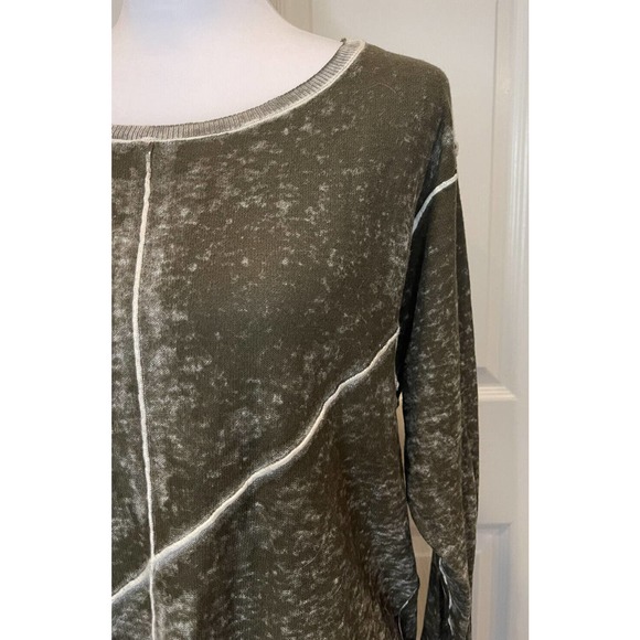 Democracy Womens Green Cotton Sweater Soft Unique Y2K Burnout Fall M Classic - Picture 2 of 14